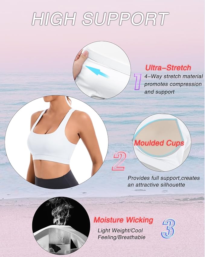 RUNNING GIRL Sports Bras for Women, Molded Cup High Impact Sports Bra Workout Bras for Women High Support Racerback