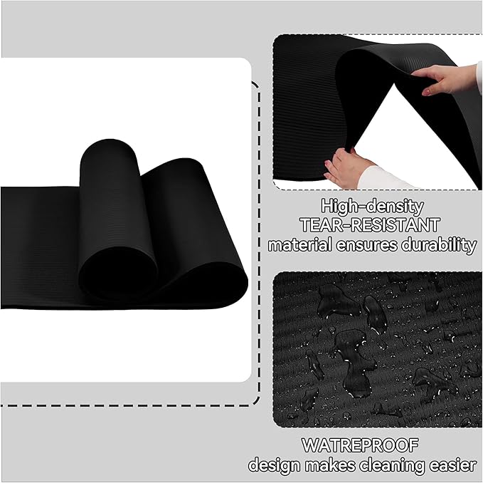 Fitvids Yoga Mat, 1/2-Inch Extra Thick High Density Exercise Mat, Anti-Tear Exercise Yoga Mat with Carrying Strap, Suitable for Various Yoga Exercises