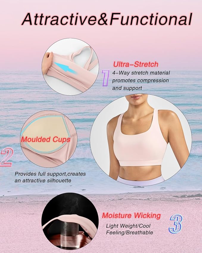 RUNNING GIRL Sports Bras for Women, Molded Cup High Impact Sports Bra Workout Bras for Women High Support Racerback