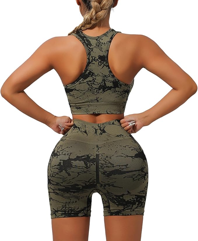 IwIeIaIrI Workout Sets for Women 2 Piece Seamless High Waist Shorts Yoga Outfits Sports Bra Gym Shorts