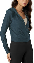 ODODOS Women's Full-Zip Cropped Hoodie - odSTRATUM Tech Ultra Soft UPF 50+ Hooded Jacket with Pockets