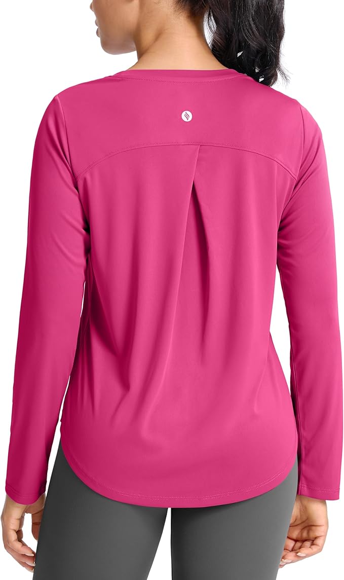 SANTINY Lightweight Long Sleeve Workout Tops for Women Breathable Gym Yoga Athletic Running Hiking Top UPF 50+ Sun Shirts