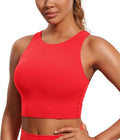 CRZ YOGA Butterluxe High Neck Crop Tank Tops for Women - Racerback Padded Longline Sports Bras Workout