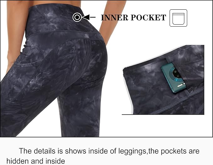 Dragon Fit High Waist Yoga Leggings with 3 Pockets,Tummy Control Workout Running 4 Way Stretch Yoga Pants