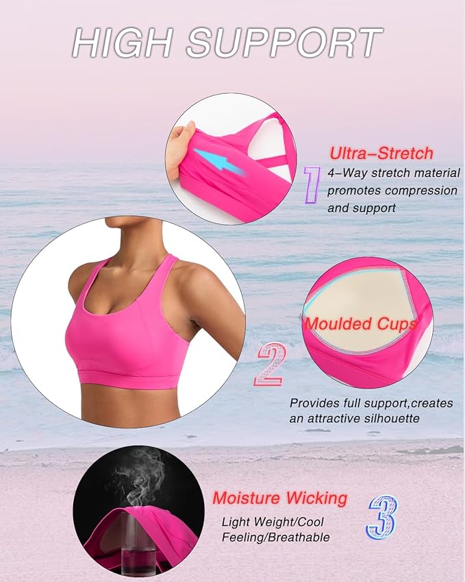 RUNNING GIRL Sports Bras for Women, Molded Cup High Impact Sports Bra Workout Bras for Women High Support Racerback