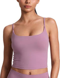 CRZ YOGA Butterlift Adjustable U Back Crop Tank Tops for Women - Padded Camisole Scoop Neck Workout Longline Sports Bras