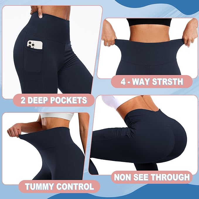 FULLSOFT Buttery Soft Leggings for Women - High Waisted Tummy Control No See Through Workout Yoga Cycling Tights Pants
