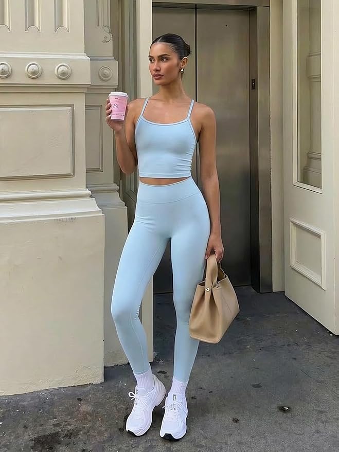 Matching Workout Sets for Women,Breathable Sport Bras & Seamless Leggings,2 Piece ActiveWear Outfits for Pilates/Gym/Athletic