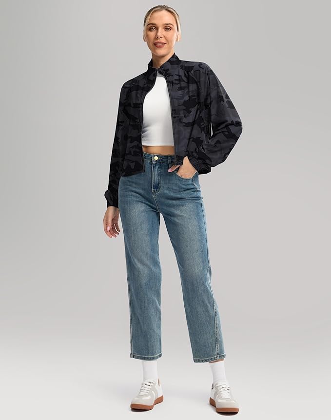 Soothfeel Women's Athletic workout Jacket Lightweight UPF 50+ Long Sleeve Sun Protection Shirts Zip Up Cropped Hiking Tops