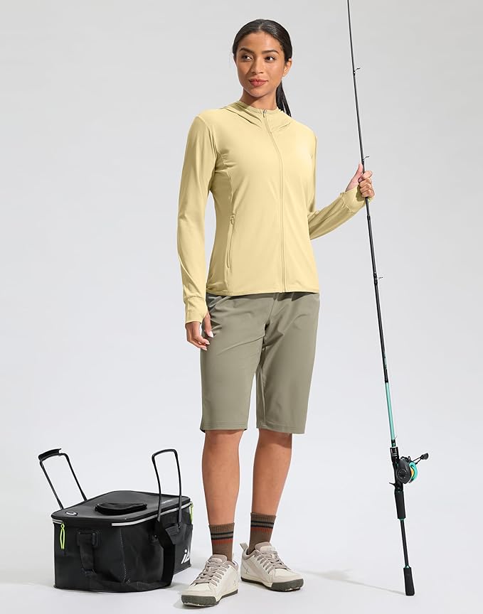 Soothfeel Women's UPF 50+ Sun Protection Hoodie Jacket Lightweight Long Sleeve Sun Shirt for Women with Pocket Hiking Outdoor