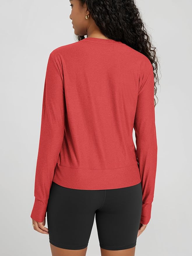 ODODOS Women's Long Sleeve Crewneck Tee - Ultra-Soft odSTRATUM Tech Performance T-Shirts UPF 50+ Daily Pullover Tops