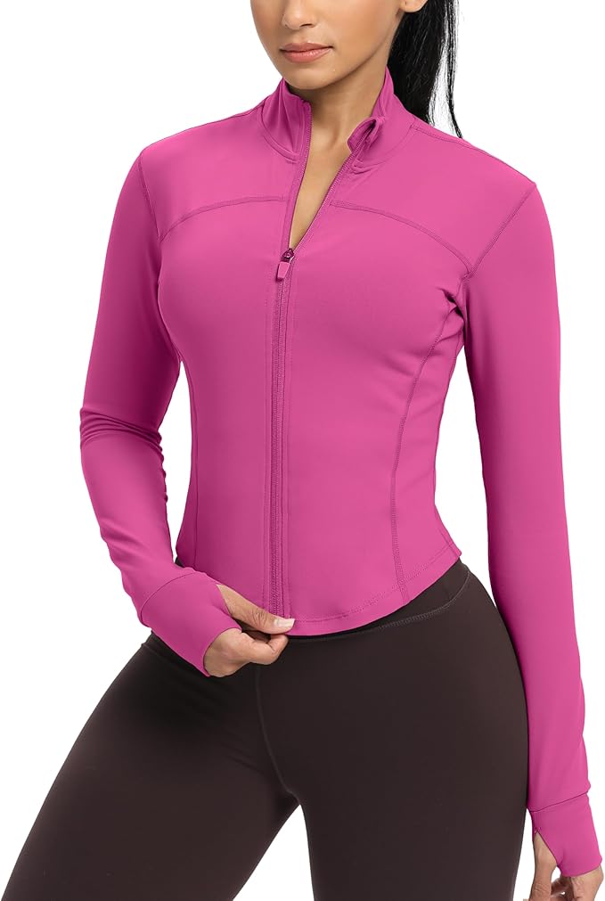 GYM RAINBOW Womens Zip Up Workout Jakcets Lightweight Slim Fit Running Athletic Jackets with Thumb Holes