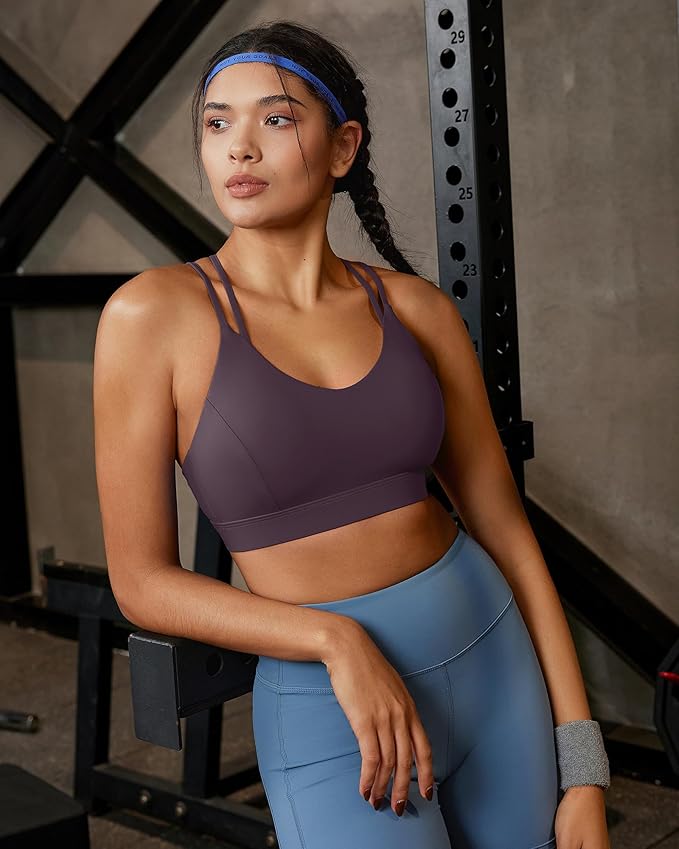 RUNNING GIRL Sports Bras for Women,Strappy Crisscross Back Padded Low Impact Running Sports Bra with Removable Cups