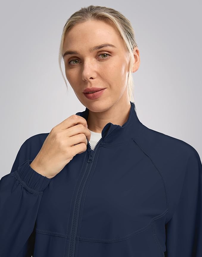 Soothfeel Women's Athletic workout Jacket Lightweight UPF 50+ Long Sleeve Sun Protection Shirts Zip Up Cropped Hiking Tops
