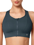 Yvette High Impact Zip Front Sports Bra Mesh Racerback Workout High Support Sports Bras for Women Large Breasts