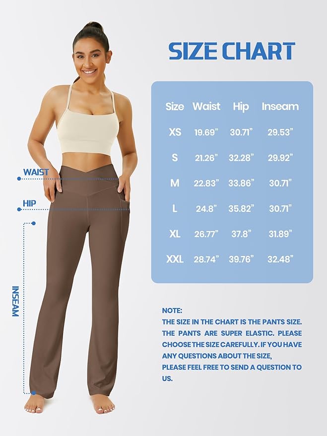 FOHOFO Yoga Pants Women, Flare Leggings for Women with Pockets Crossover High Waisted Bootcut Yoga Pants