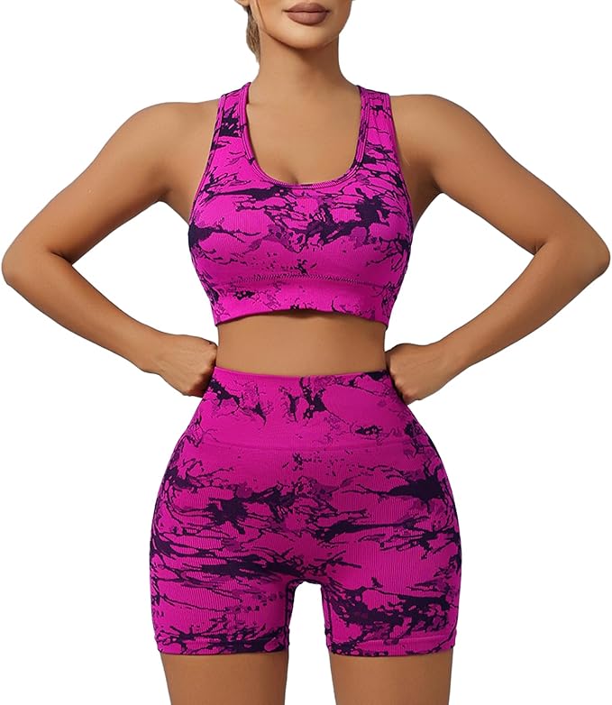 IwIeIaIrI Workout Sets for Women 2 Piece Seamless High Waist Shorts Yoga Outfits Sports Bra Gym Shorts