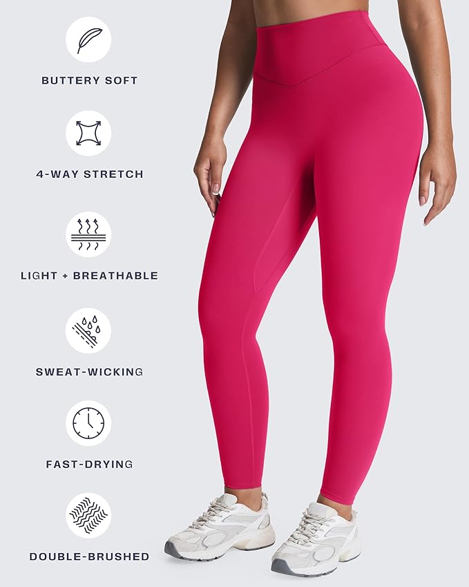 Aoxjox High Waisted Workout Leggings for Women Tummy Control Buttery Soft Yoga Metamorph Deep V Pants 26"