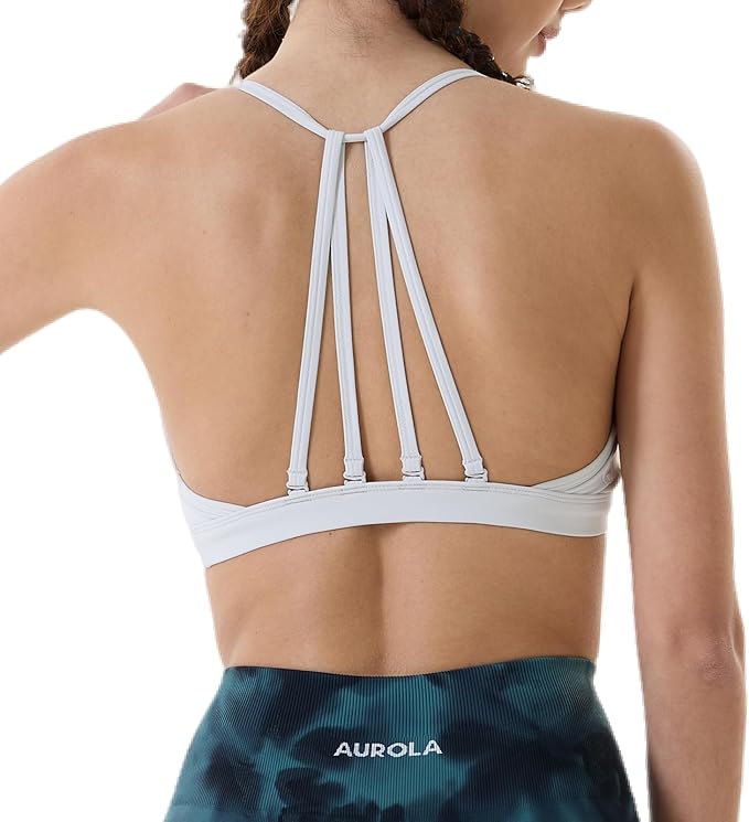 AUROLA Mercury Workout Sports Bras Women Athletic Removable Padded Backless Strapy Minimal Crop Top