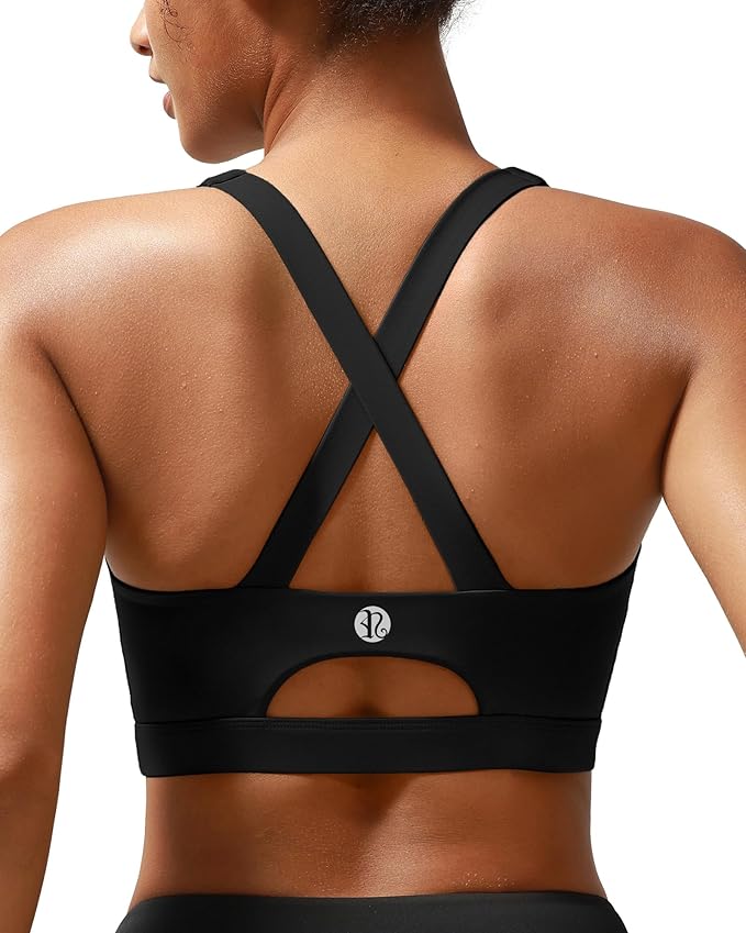 RUNNING GIRL Sports Bra for Women High Support,Molded Cup Strappy Running Sports Bras with Sewn in Pads
