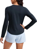 CRZ YOGA Lightweight Workout Long Sleeve Shirts for Women - Gym Running Fall Athletic Training T-Shirts High Neck Tops