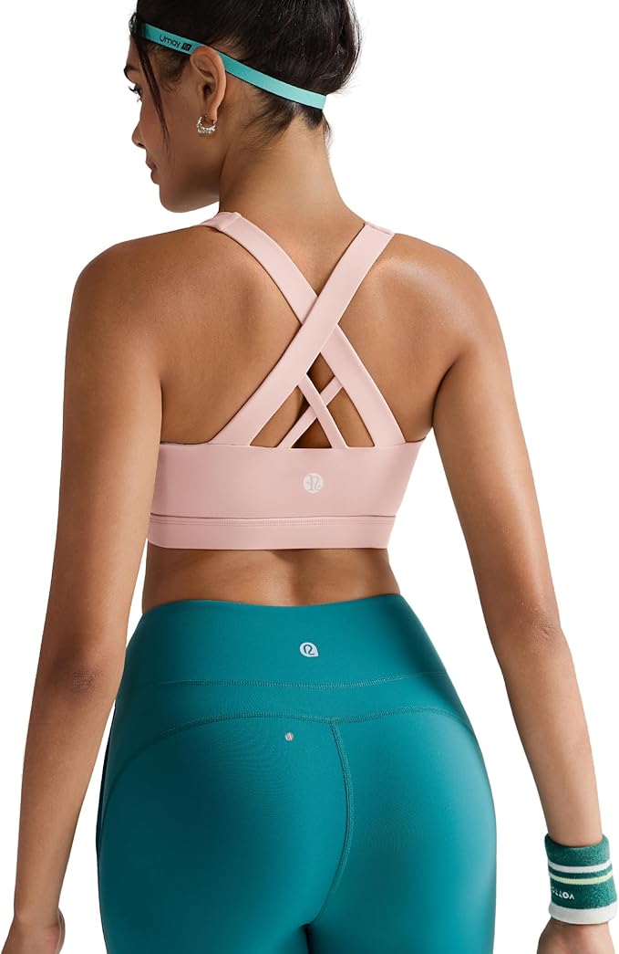 RUNNING GIRL Sports Bras for Women,Padded Strappy Sports Bras Criss-Cross Back Medium Support Sports Bras with Removable Cups