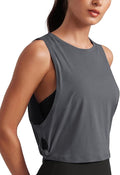 CRZ YOGA Pima Cotton Large Armhole Tank Tops for Women - Workout Sport Athletic Yoga Running Gym Loose Crop Sleeveless Shirts
