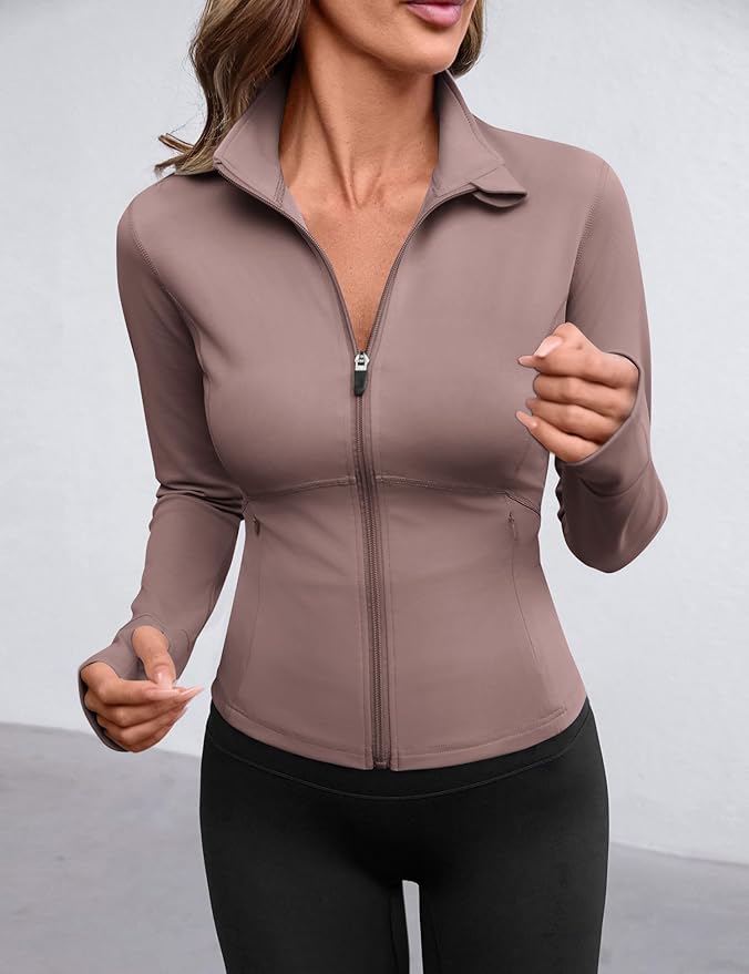 Avoogue Women Lightweight Active Jacket Full Zip Workout Running Yoga Athletic Outerwear with Pockets