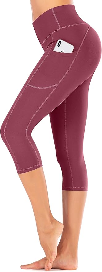 IUGA High Waisted Yoga Pants for Women with Pockets Capri Leggings for Women Workout Leggings for Women Yoga Capris