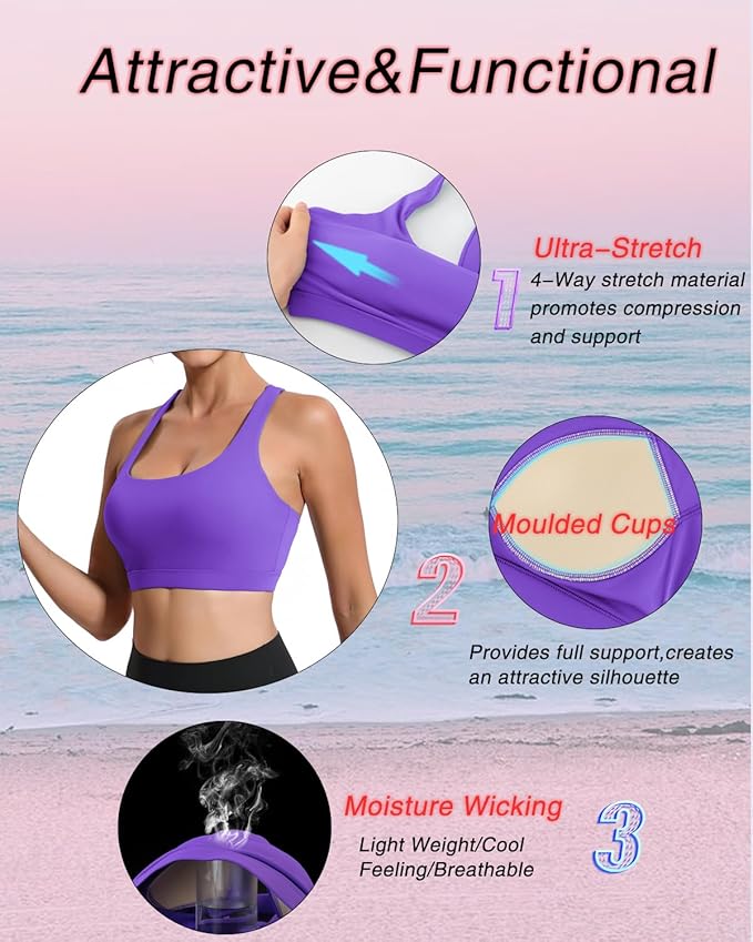 RUNNING GIRL Sports Bras for Women, Molded Cup High Impact Sports Bra Workout Bras for Women High Support Racerback