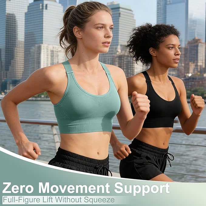 Adjustable Sports Bras for Women: 3 Pack High Support Padded Racerback Sport for Large Bust Workout Running Gym