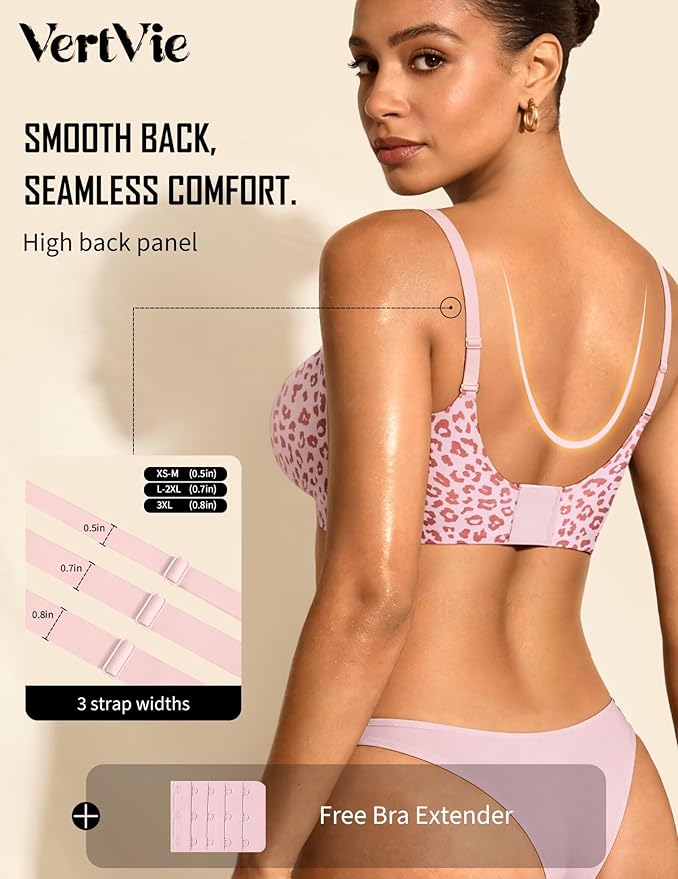 Vertvie Womens Seamless Jelly Bras No Underwire Comfort Push Up Bras Buttery Soft Wireless Bralette Full Coverage Sports Bra