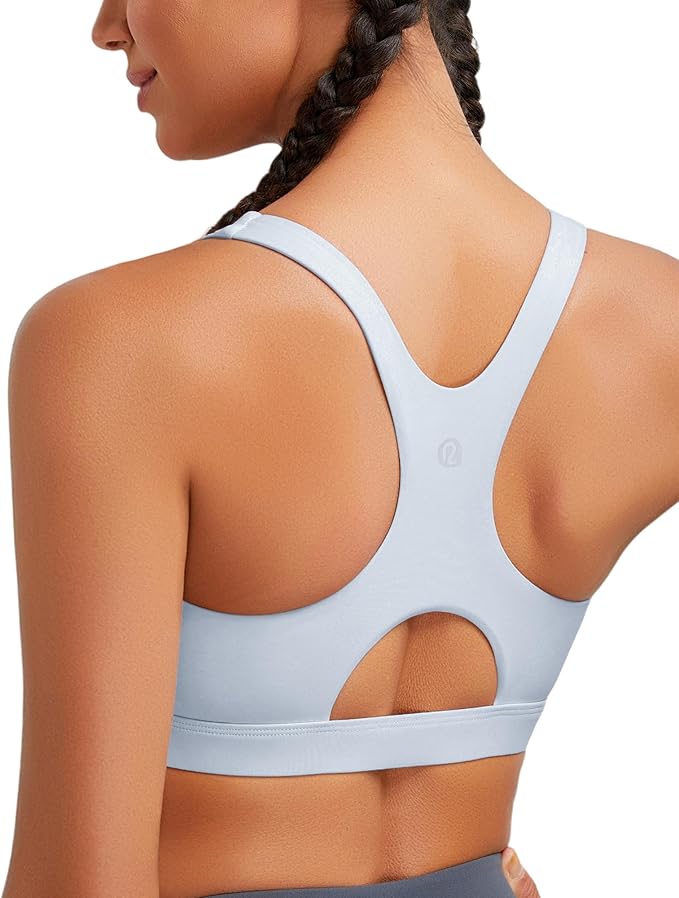 RUNNING GIRL Sports Bras for Women High Support,Racerback High Impact Grey Sports Bra Moulded Cup Workout Bra Push up