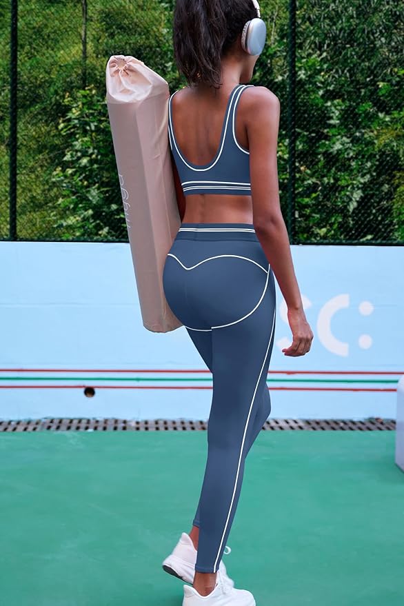 Nirovien Womens 2 Piece Workout Sets Athletic Yoga Sets Pilates Gym Outfits Butt Lifting Leggings and Sports Bra