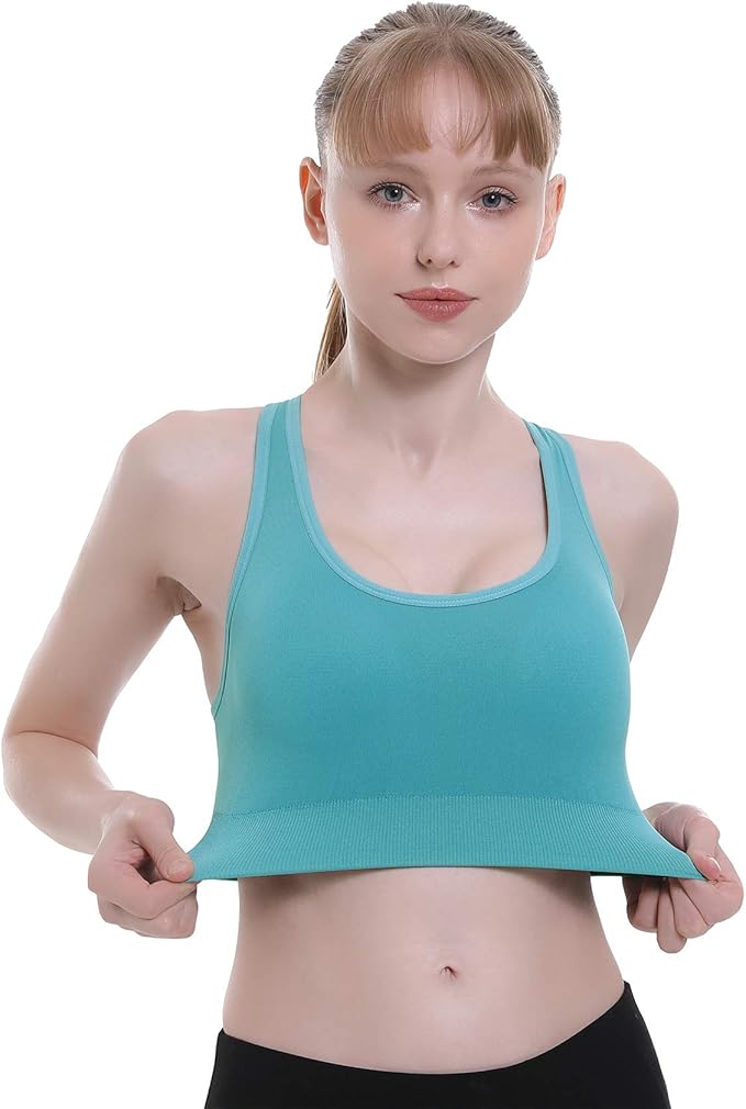 Double Couple Sports Bras for Women Padded High Impact Seamless Criss Cross Back Workout Tops Gym Activewear Bra Large