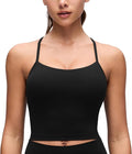 CRZ YOGA Butterluxe Y Back Crop Tank Tops for Women - Spaghetti Straps Racerback Padded Yoga Workout Longline Sports Bras