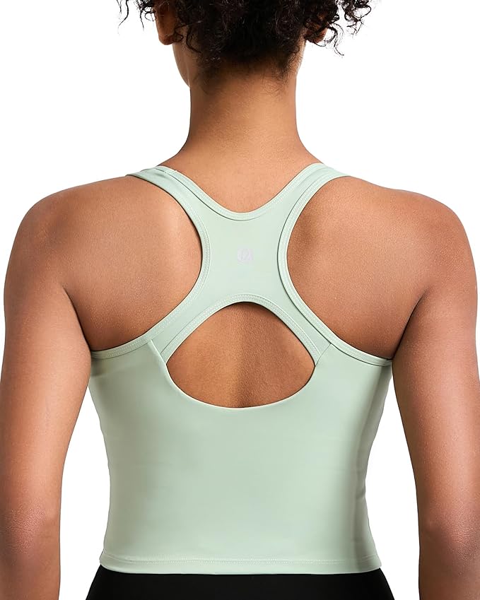 RUNNING GIRL Workout Tank Tops with Built in Bras for Women,Compression Shirt Strappy Back Athletic Yoga Tops