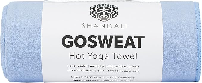 Shandali GoSweat Non-Slip Hot Yoga Towel with Super-Absorbent Soft Suede Microfiber in Many Colors, for Bikram Pilates and Yoga Mats.