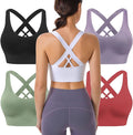 Evercute Sports Bras for Women Padded Medium Support Criss Cross Strappy Bra Seamless High Impact Yoga Exercise Athletic Bras