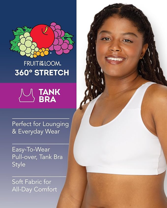 Fruit of the Loom Women's Built Up Tank Style Sports Bra Value Pack