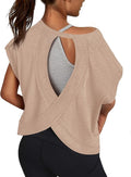 Women Open Back Workout Shirts Short Sleeve Tops Casual Yoga Y2k Athletic Gym Running Crop Tees