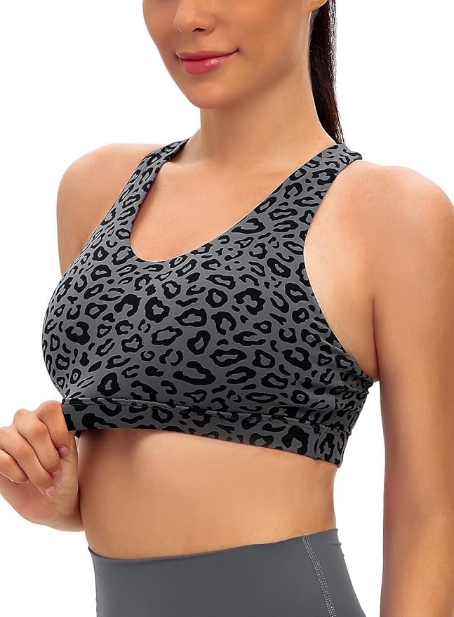 RUNNING GIRL Sports Bras for Women,Padded Strappy Sports Bras Criss-Cross Back Medium Support Sports Bras with Removable Cups