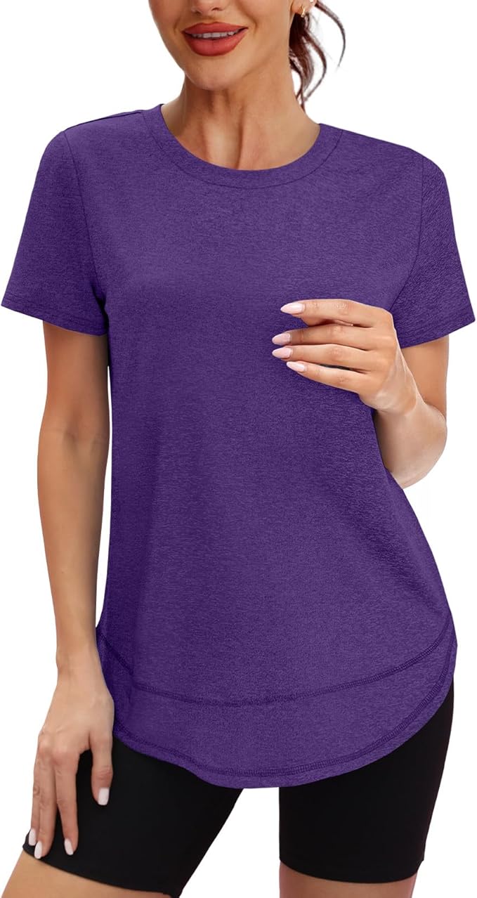XIEERDUO Womens Workout Tops Short Sleeve Shirts Quick Dry Outfits for Hiking Running S-3XL