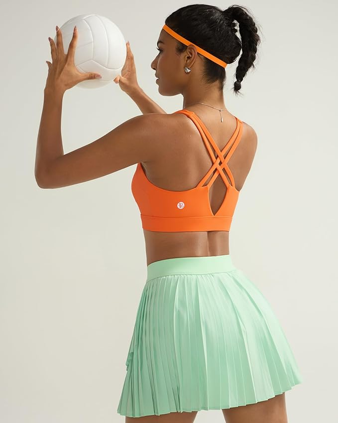RUNNING GIRL Sports Bra for Women High Support, Molded Cup High Impact Sports Bras with Sewn in Pads Strappy Running Bra