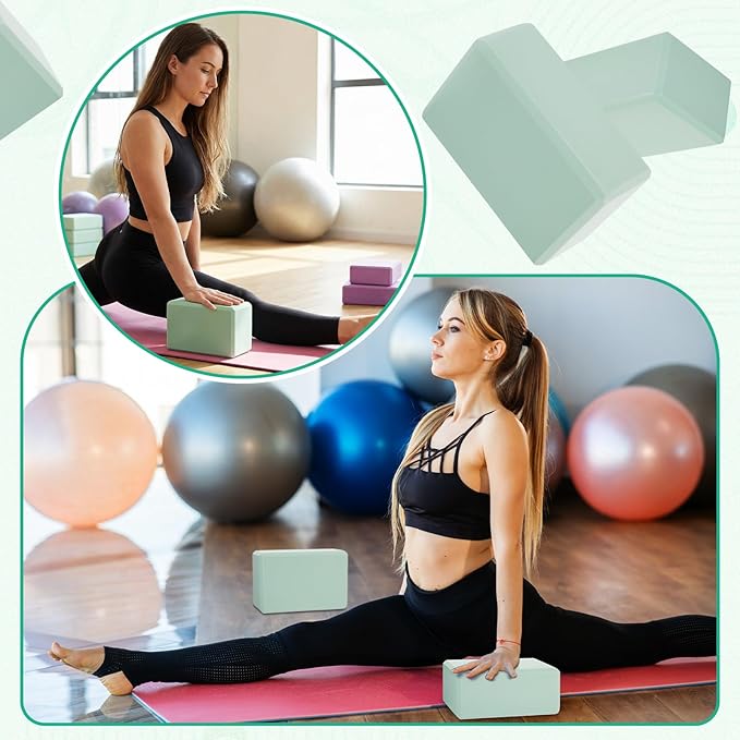 Wettarn 6 Pack Yoga Blocks 9 x 6 x 4 Inch Eva Foam Lightweight Non Slip Yoga Props for Yoga Pilates Stretching Meditation