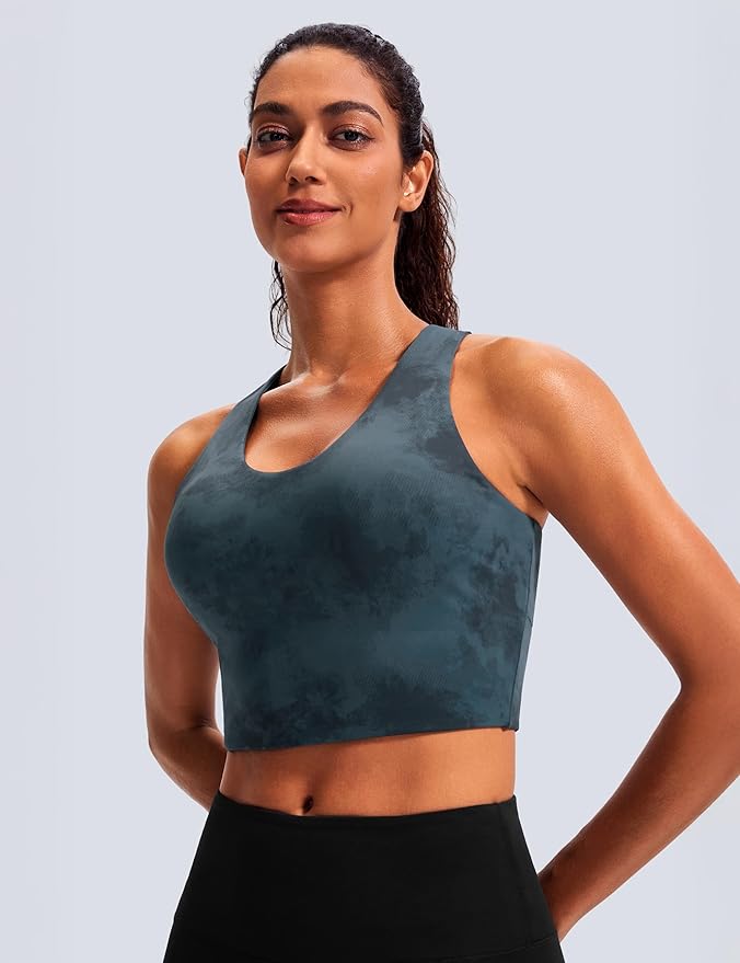 Sports Bras for Women Criss-Cross Back Padded Workout Tank Tops Medium Support Crop Tops for Women