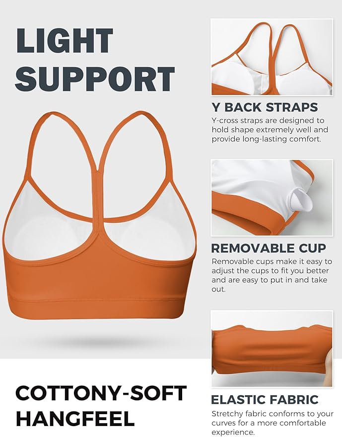 Buauty Sports Bra for Women, Y Back Light Support Workout Bra with Removable Pads for Yoga Pilates Gym