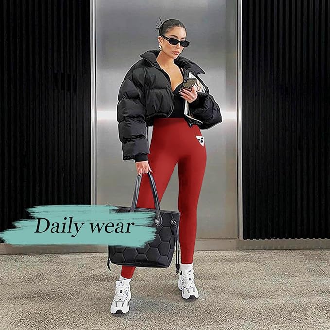 MOREFEEL Leggings with Pockets for Women, High Waisted Tummy Control Workout Hip Lift Yoga Pants Activewear
