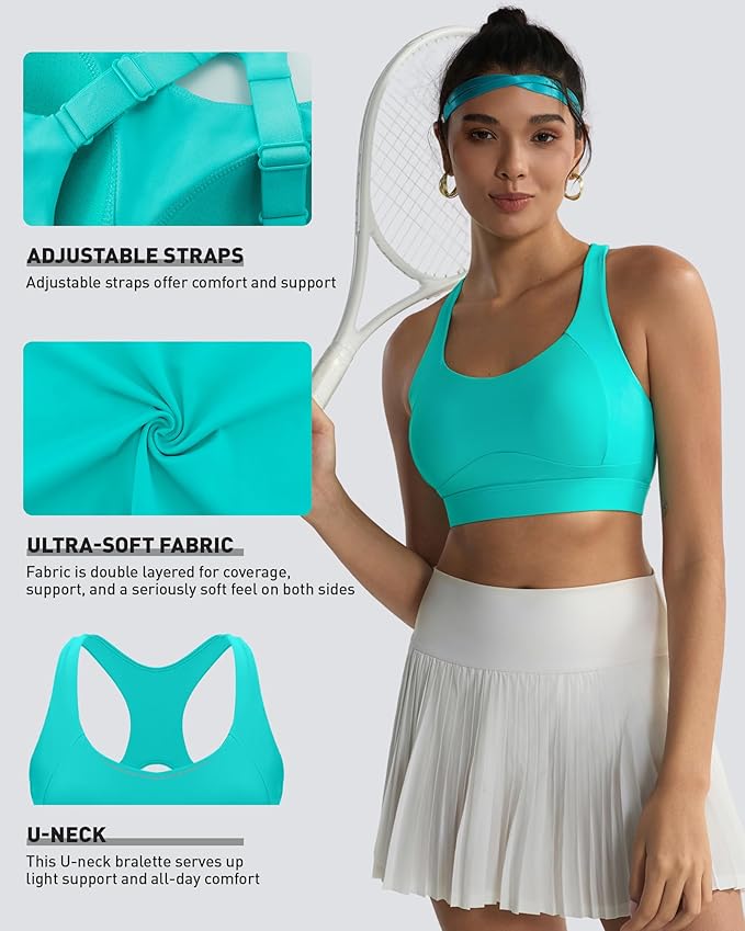 RUNNING GIRL High Impact Sports Bras for Women,Racerback Running Bra Workout Crop Tank Tops Longline Sports Bra Push up