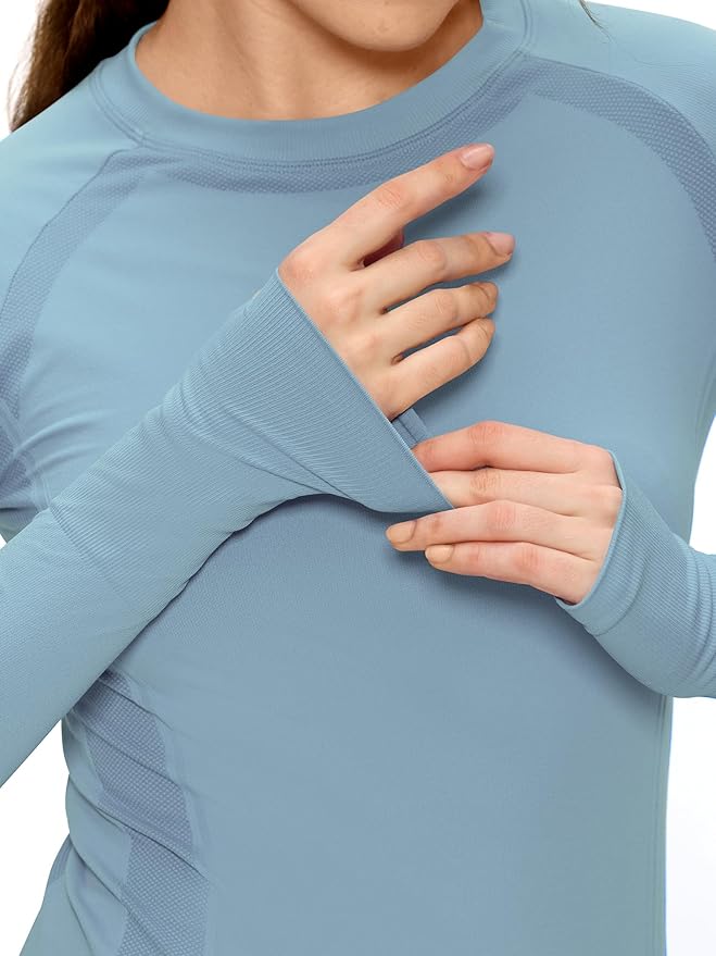 Long Sleeve Workout Tops for Women, Compression Shirt, Sports Running Shirt Breathable Athletic Top Slim Fit